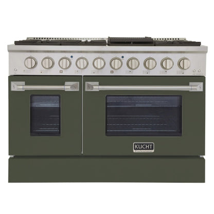 Kucht 48" Pro-Style Natural Gas Dual Fuel Range with 4 Burners in Olive Green - KDF482-OG