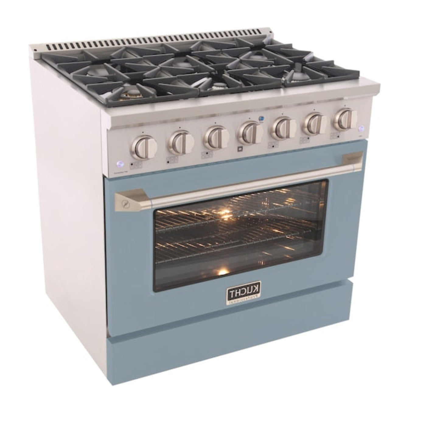 Kucht 36" Pro-Style Propane Gas Dual Fuel Range with 4 Burners in Light Blue, KDF362/LP-LB - KDF362/LP-LB