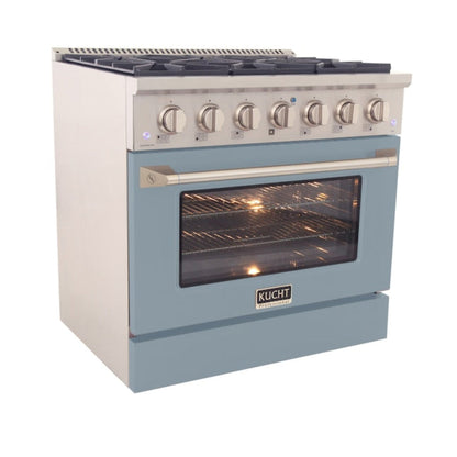 Kucht 36" Pro-Style Propane Gas Dual Fuel Range with 4 Burners in Light Blue, KDF362/LP-LB - KDF362/LP-LB