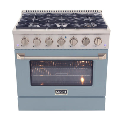 Kucht 36" Pro-Style Propane Gas Dual Fuel Range with 4 Burners in Light Blue, KDF362/LP-LB - KDF362/LP-LB