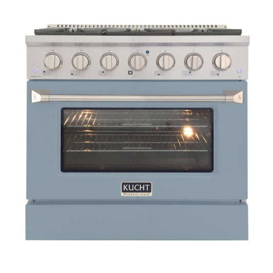 Kucht 36" Pro-Style Propane Gas Dual Fuel Range with 4 Burners in Light Blue, KDF362/LP-LB - KDF362/LP-LB