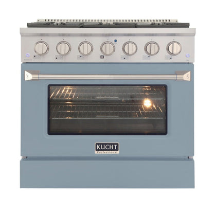 Kucht Professional 36" 5.2 cu ft. Propane Gas Range in Light Blue with Silver Accents -  KNG361/LP-LB
