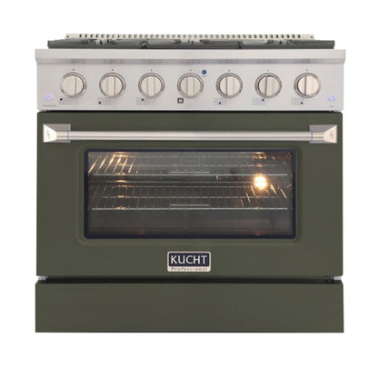 Kucht Professional 48" 6.7 cu ft. Propane Gas Range in Olive Green with Silver Accents -  KNG481/LP-OG