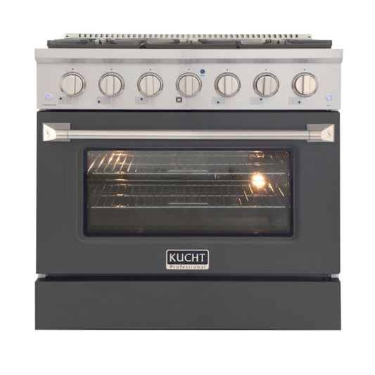 Kucht Professional 36" 5.2 cu ft. Natural Gas Range in Cement Gray with Silver Accents -  KNG361-GR