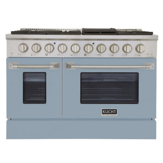 Kucht 48" Pro-Style Propane Gas Dual Fuel Range with 4 Burners in Light Blue, KDF482/LP-LB - KDF482/LP-LB