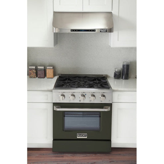 Kucht Professional 30" 4.2 cu ft. Natural Gas Range in Olive Green with Silver Accents, KNG301-OG - KNG301-OG