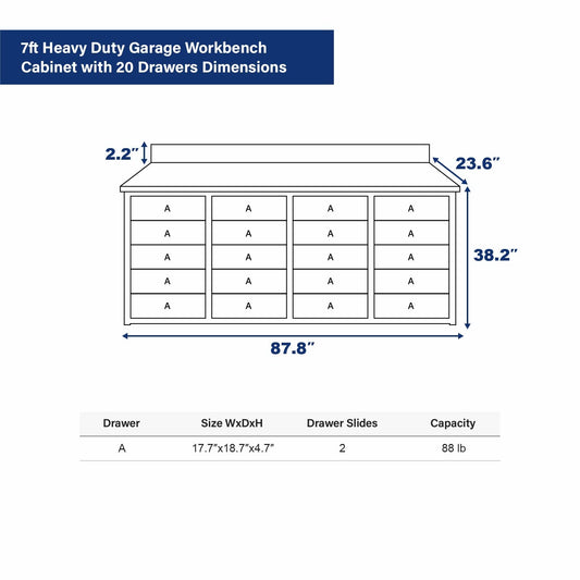 Chery Industrial Heavy Duty Garage Workbench Cabinet with 20 Drawers - WW000208