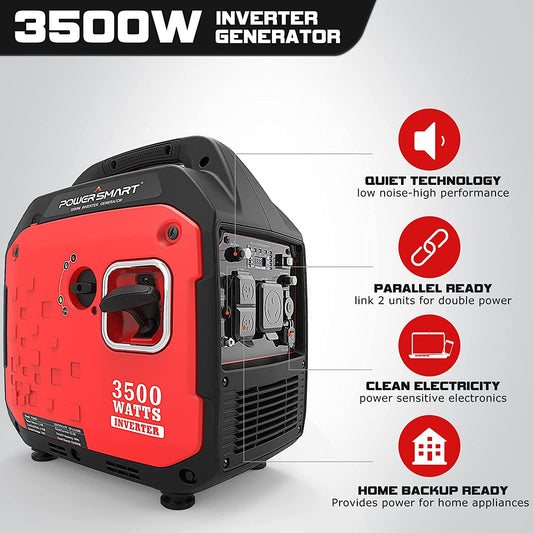 Powersmart Inverter Generator 2700/3500W Gas 4 Stroke Recoil Start New - PS5035