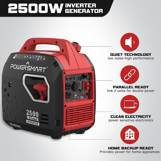 Powersmart Inverter Generator 1900/2500W Gas 4 Stroke Recoil Start New - PS5020W