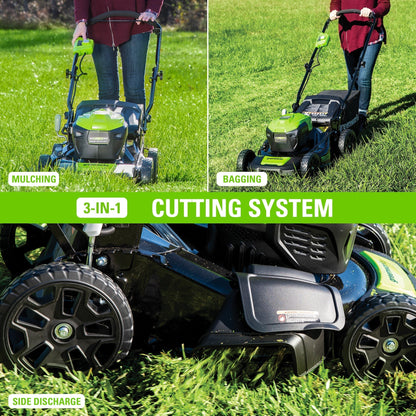 Greenworks 40V 20" Cordless Battery 3-in-1 Push Lawn Mower w/ 4.0Ah Battery & Charger - 2516302