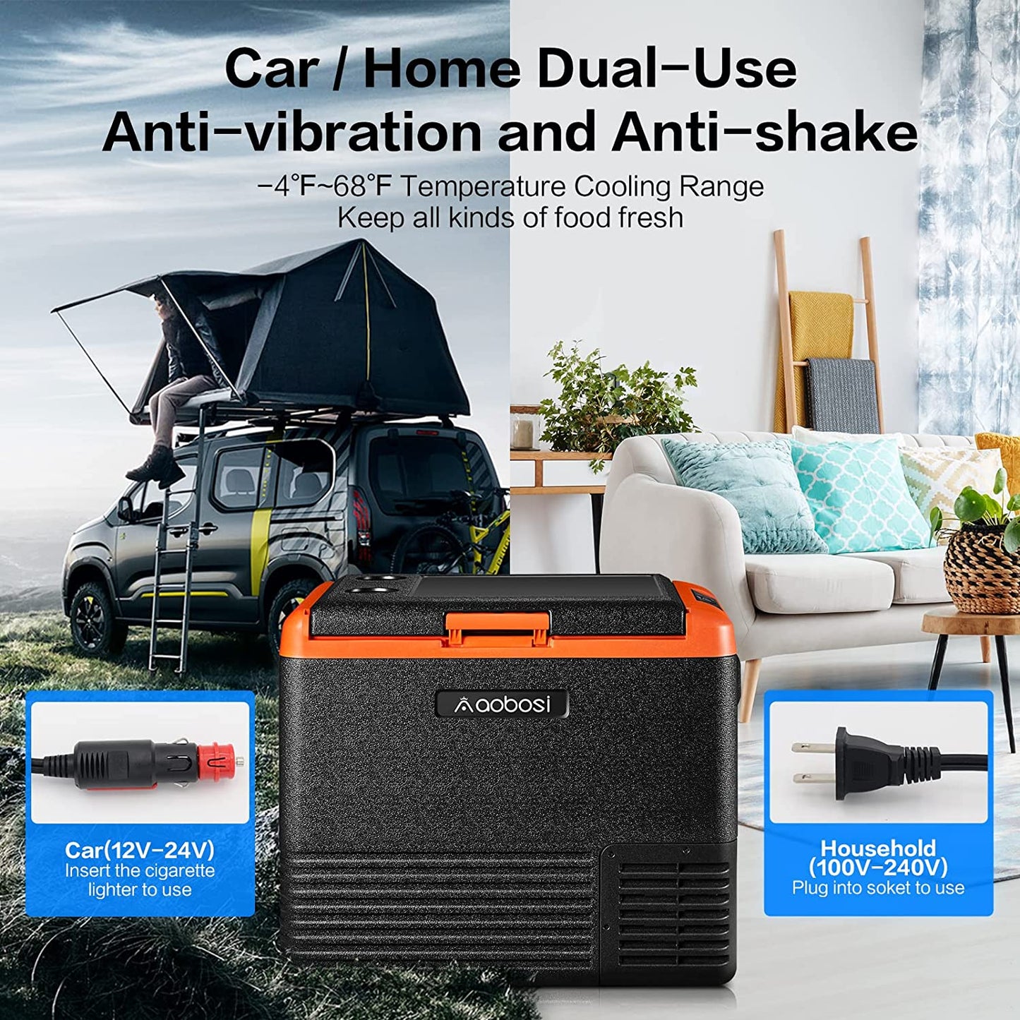 AOBOSI 12 Volt Car Refrigerator Single Zone 53qt/50L - CL50
