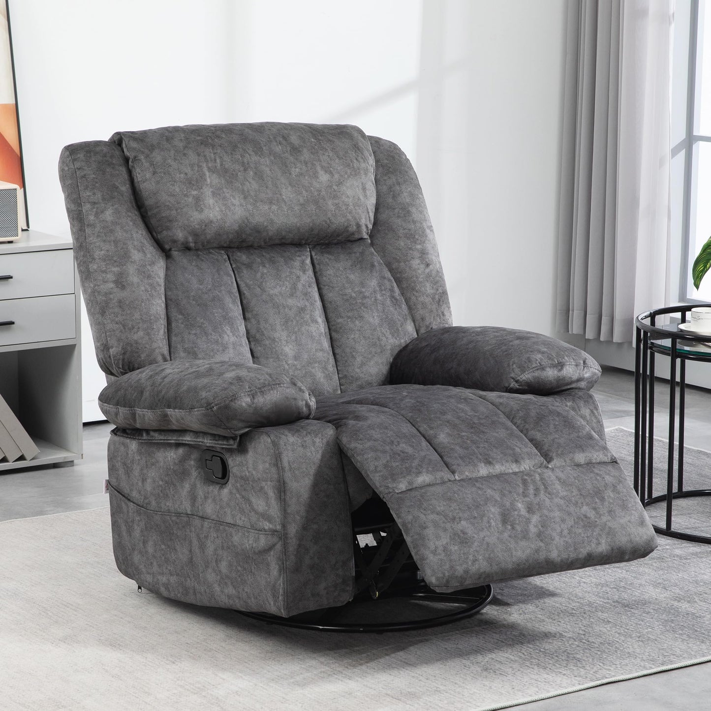 HomCom Rocker Recliner Chair for Living Room, Fabric Reclining Chair with Cushion, Rocking Chair - B0CYKFGCYV