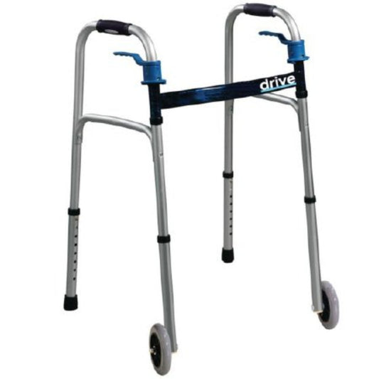 Patterson Medical- Dual Release Folding Walker Adjustable Height Aluminum Frame 350 lbs. Weight Capacity 26 to 33-1/2 Inch Height - 565647