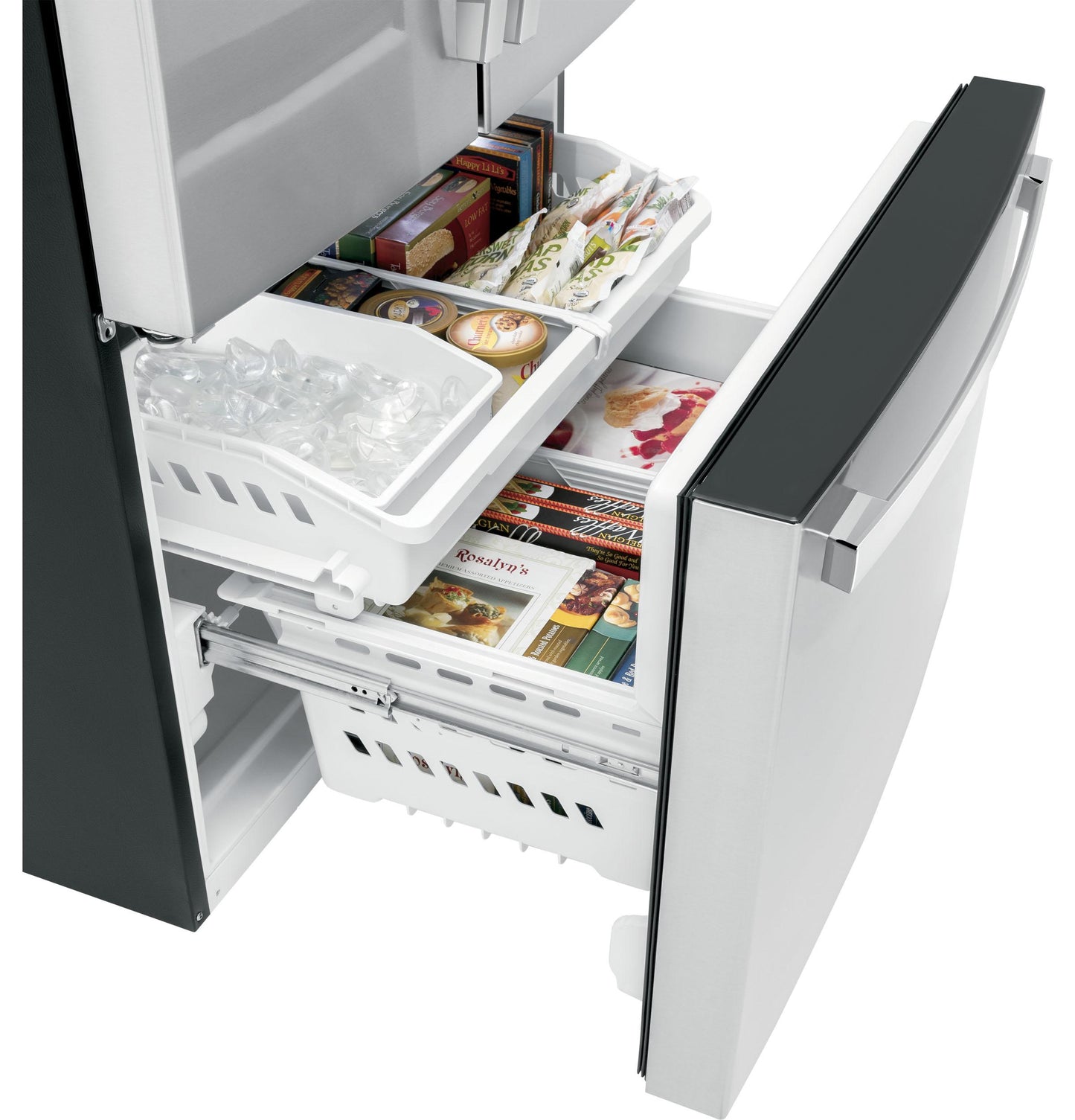 GE APPLIANCES GWE22JYMFS GE(R) ENERGY STAR(R) 21.9 Cu. Ft. Fingerprint Resistant Counter-Depth French-Door Refrigerator - GWE22JYMFS-KT