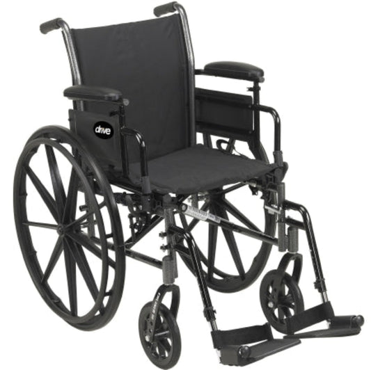Patterson Medical - Lightweight Wheelchair Dual Axle Desk Length Arm Black Upholstery 20 Inch Seat Width Adult 350 lbs. Weight Capacity - 081502459