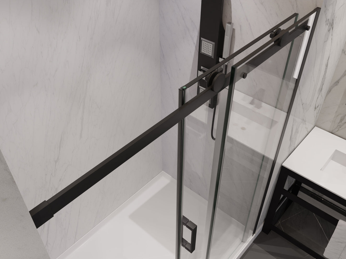 Anzzi Rhodes Series 60 in. x 76 in. Frameless Sliding Shower Door with Handle  SD-FRLS05702 - SD-FRLS05702BN