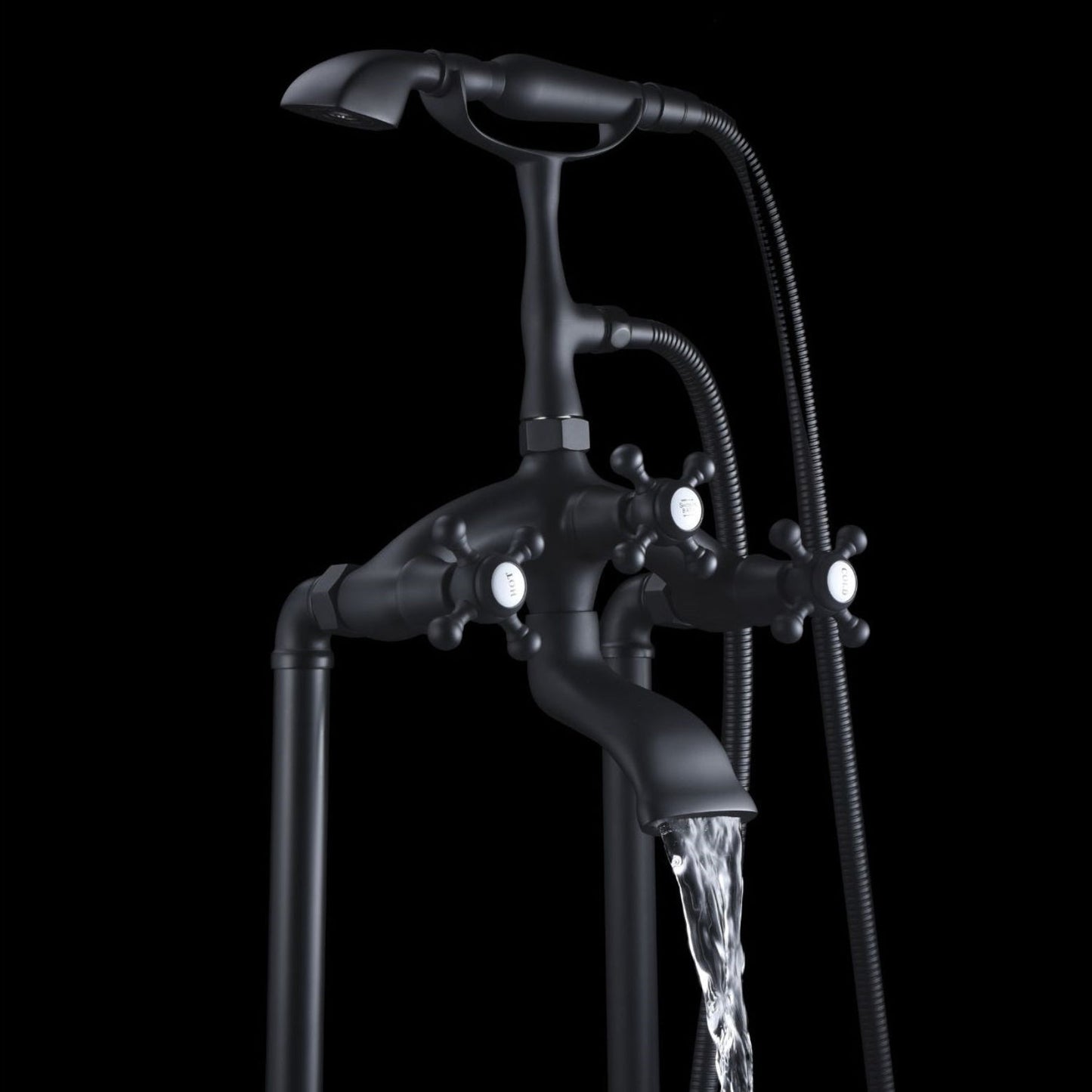 Anzzi Tugela 3-Handle Claw Foot Tub Faucet with Hand Shower FS-AZ0052 - FS-AZ0052BN