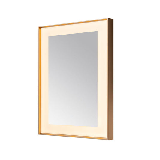 Aquadom Lexington 30" x 36" Brushed Gold Slim LED Lighted Mirror With Defogger, 3-Color Lighting, Wall-Mount Vertical or Horizontal Installation - LEX-3036.BG