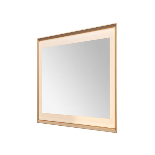 Aquadom Madison 48" x 36" Brushed Gold LED Lighted Chamfer Frame Mirror With Defogger, 3-Color Lighting, Wall-Mount Vertical or Horizontal Installation - MAD-4836.BG