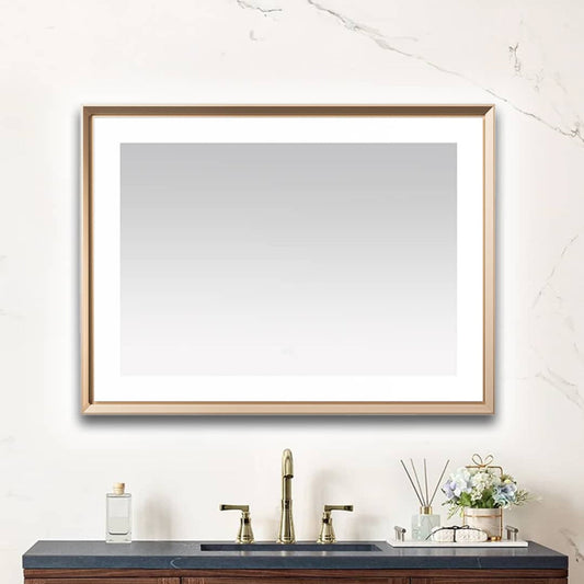 Aquadom Madison 48" x 36" Brushed Gold LED Lighted Chamfer Frame Mirror With Defogger, 3-Color Lighting, Wall-Mount Vertical or Horizontal Installation - MAD-4836.BG