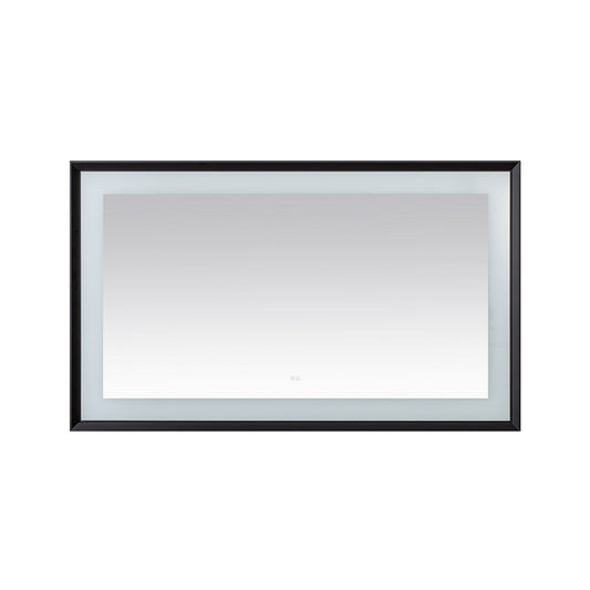 Aquadom Madison 60" x 36" Matte Black LED Lighted Chamfer Frame Mirror With Defogger, 3-Color Lighting, Wall-Mount Vertical or Horizontal Installation - MAD-6036.MB