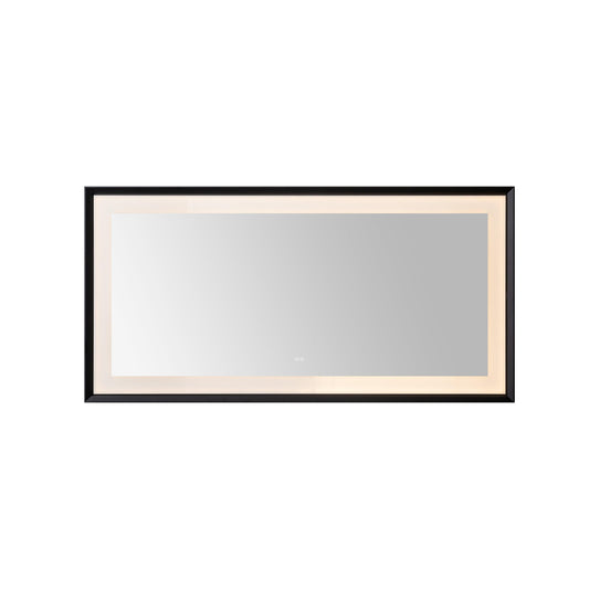 Aquadom Madison 72" x 36" Matte Black LED Lighted Chamfer Frame Mirror With Defogger, 3-Color Lighting, Wall-Mount Vertical or Horizontal Installation - MAD-7236.MB
