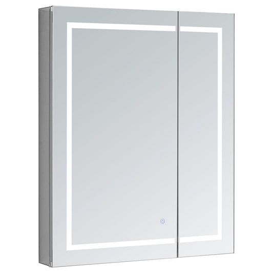 Aquadom Royale Plus 36" x 30" Rectangle Recessed or Surface Mount Bi-View LED Lighted Bathroom Medicine Cabinet With Defogger, Electrical Outlet, Magnifying Mirror - RP-3630-N