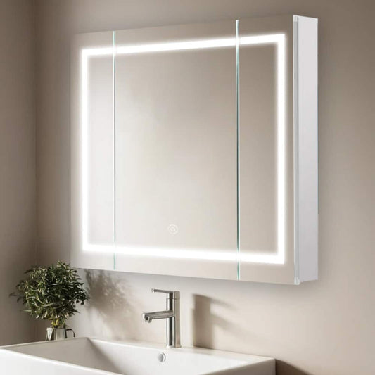 Aquadom Royale Plus 40" x 36" Triple-Door LED Lighted Medicine Cabinet With Defogger, Integrated LED 3X Magnifying Mirror and Electrical Outlet With USB - RP3-4036-N
