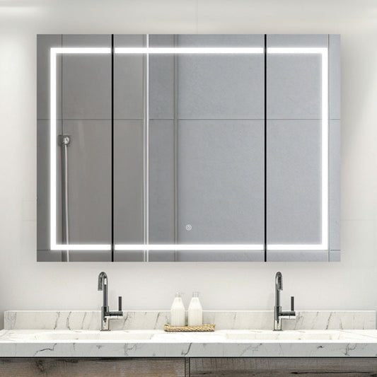 Aquadom Royale Plus 48" x 36" Triple-Door LED Lighted Medicine Cabinet With Defogger, Integrated LED 3X Magnifying Mirror and Electrical Outlet With USB - RP3-4836-N