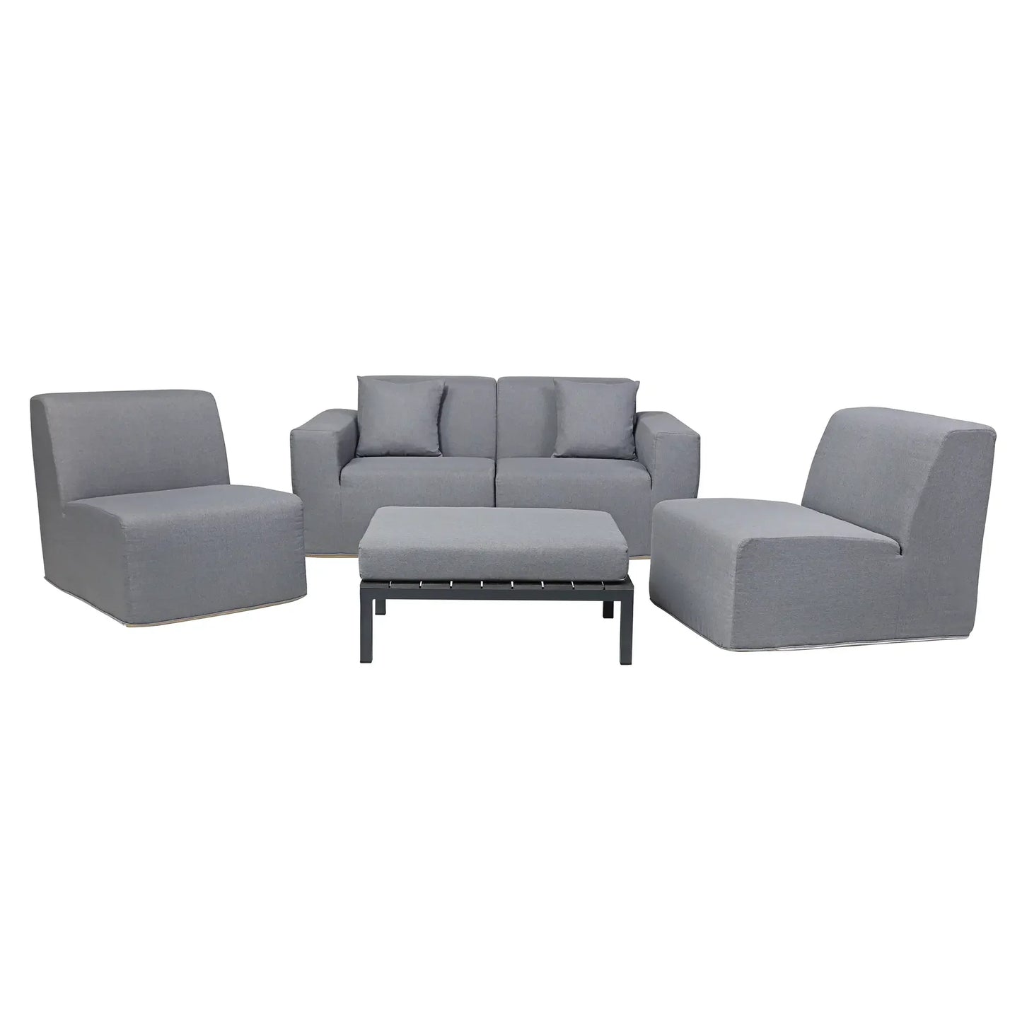 Deko Living 4 Piece Seating Gray Compressed Foam Sectional Sofa and Ottoman Set  - CIF50017