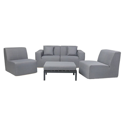 Deko Living 4 Piece Seating Gray Compressed Foam Sectional Sofa and Ottoman Set  - CIF50017