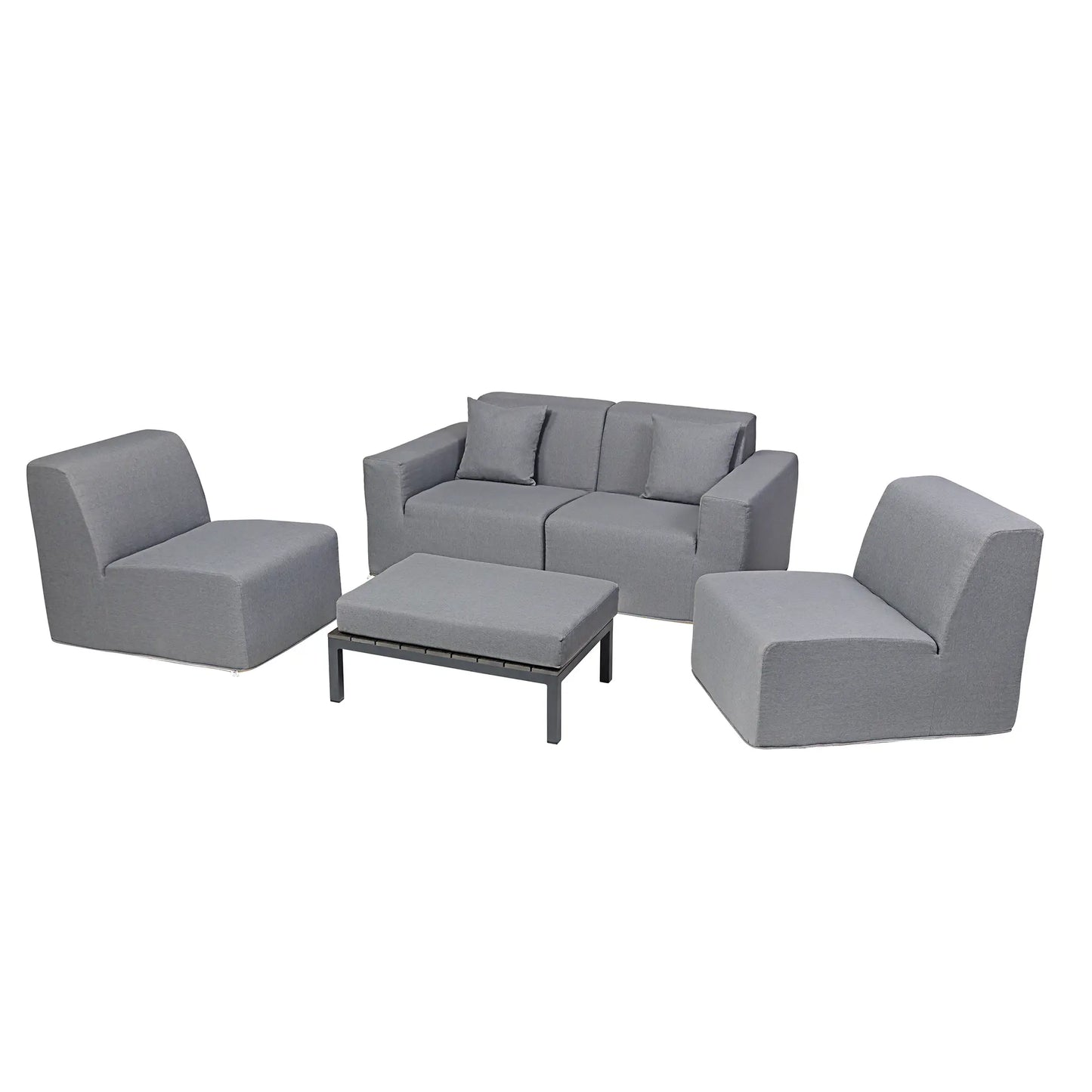 Deko Living 4 Piece Seating Gray Compressed Foam Sectional Sofa and Ottoman Set  - CIF50017