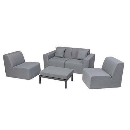 Deko Living 4 Piece Seating Gray Compressed Foam Sectional Sofa and Ottoman Set  - CIF50017