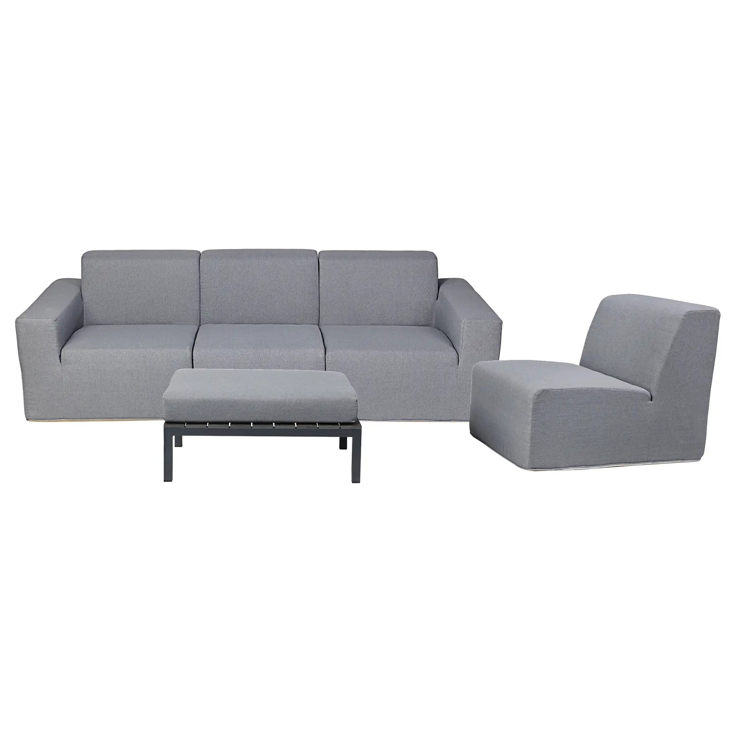 Deko Living 4 Piece Seating Gray Compressed Foam Sectional Sofa and Ottoman Set  - CIF50017
