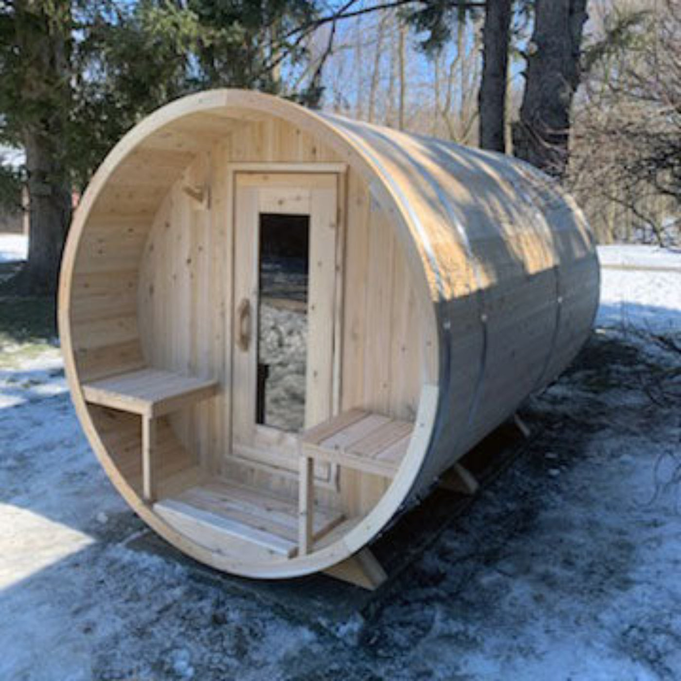 Dundalk LeisureCraft Canadian Timber Serenity 3-4 Person Barrel Sauna CTC2245W - CTC2245W-NH