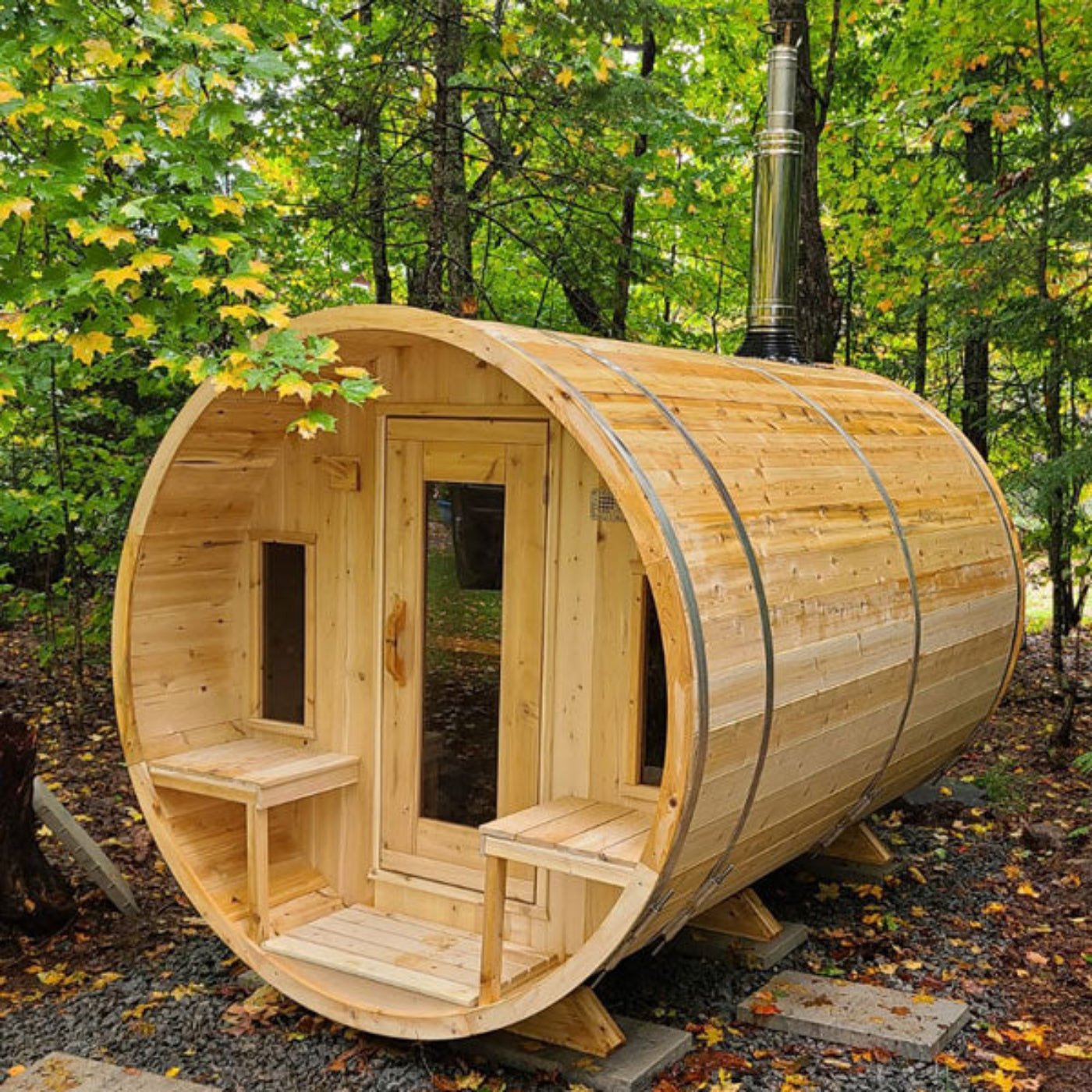 Dundalk LeisureCraft Canadian Timber Tranquility 4-5 Person Barrel Sauna CTC2345 - CTC2345-NH