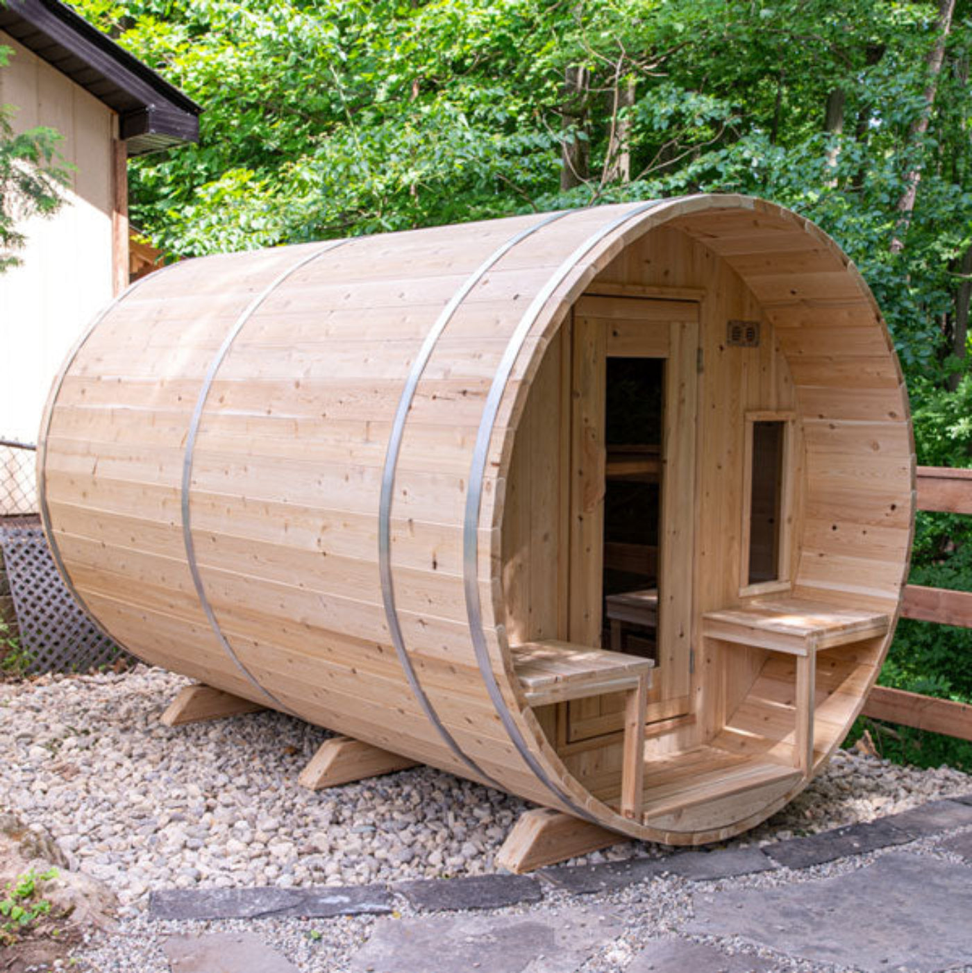 Dundalk LeisureCraft Canadian Timber Tranquility 4-5 Person Barrel Sauna CTC2345 - CTC2345-NH