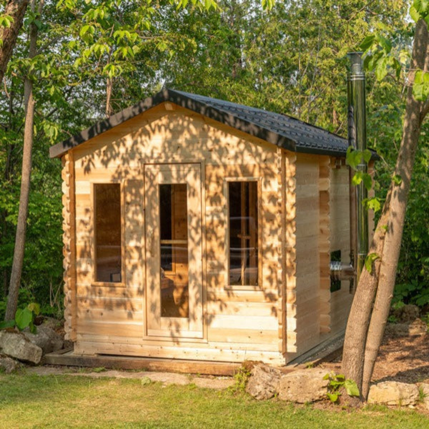 Dundalk LeisureCraft Canadian Timber Georgian 5-6 Person Cabin Sauna with Changeroom - CTC88CE