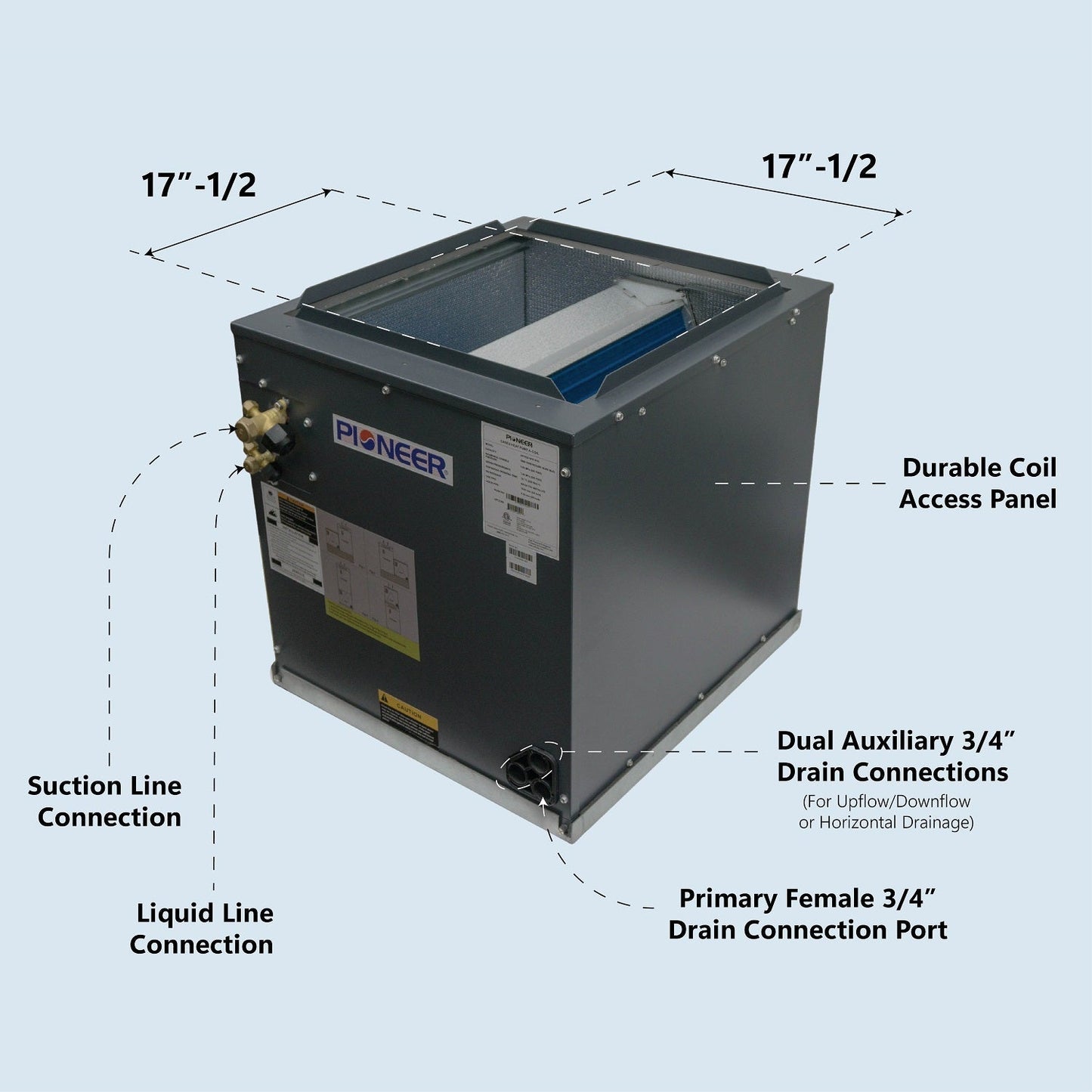 Pioneer 42,000~60,000 BTU Furnace-Connect Multi-Position Cased AC Heat Pump A-Coil - AR4260-UFX18HC