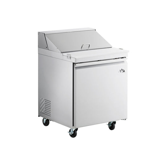 Chef AAA - SS-PT-27-HC, Commercial 27" Sandwich Prep Table Refrigerator 6 Pans 1 Door Stainless Steel 6 cu.ft. - SS-PT-27M-HC