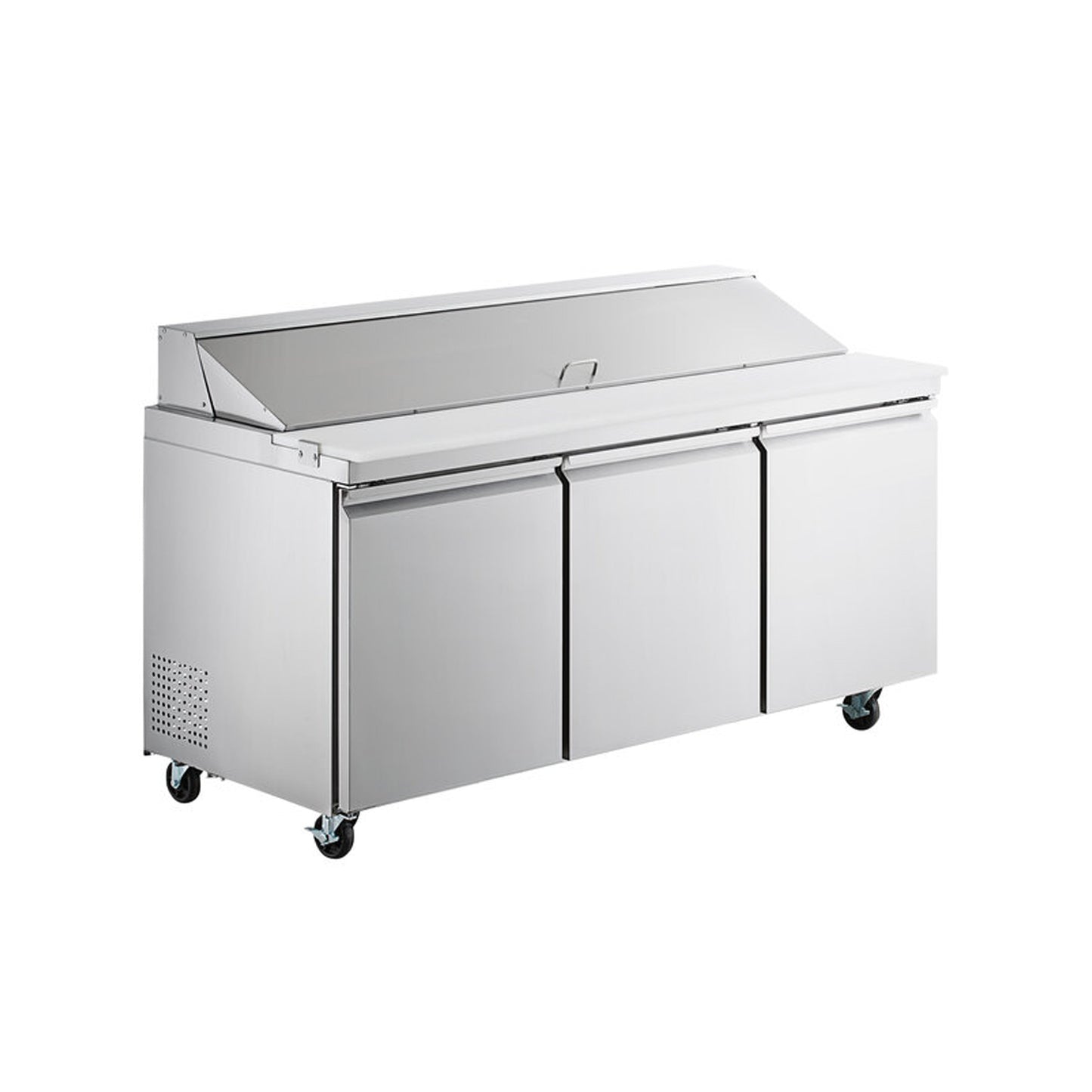 Chef AAA - SS-PT-70-HC, Commercial 70" Sandwich Prep Table 3 Door Stainless Steel Refrigerator 15.5 cu.ft - SS-PT-70-HC