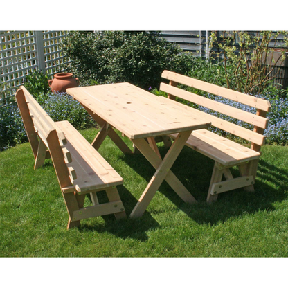 Creekvine Designs 27" Cedar Backyard Bash Cross Legged Picnic Table with Backed Benches - WF27WCLTBB4CVD
