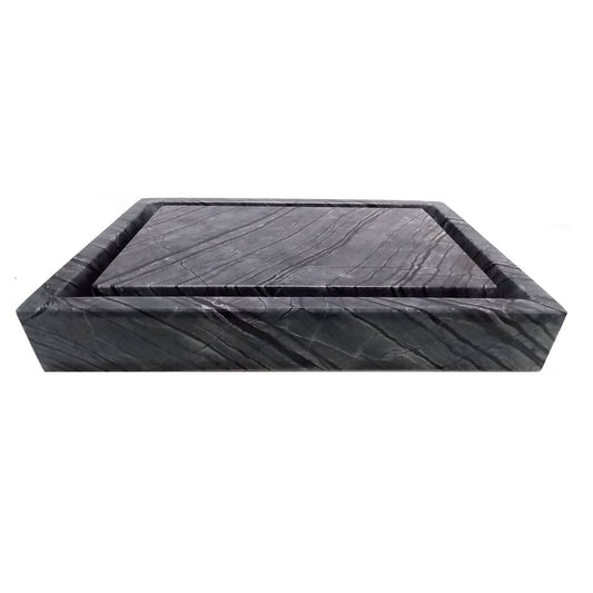 Eden Bath Rectangular Infinity Pool Sink - Wooden Black Marble
