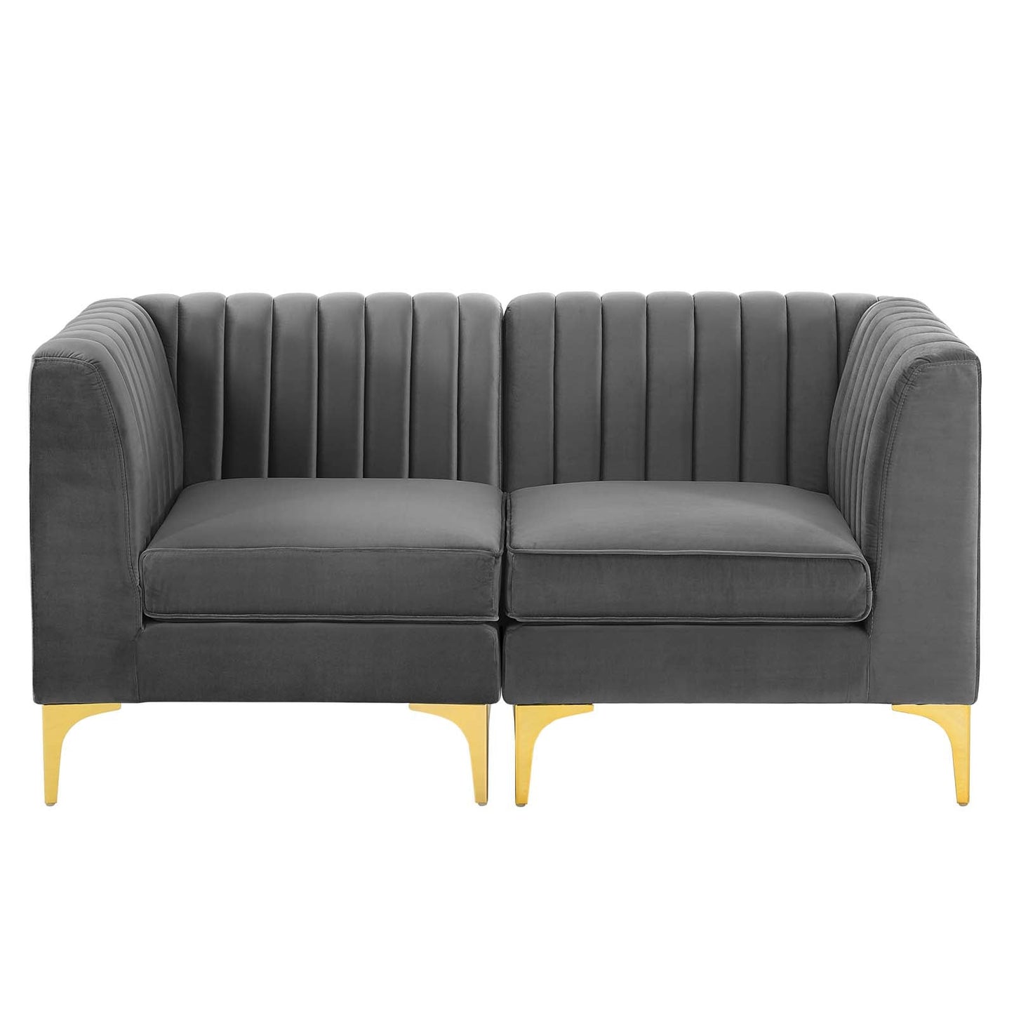 Modway Furniture Triumph Channel Tufted Performance Velvet Loveseat - Retro Modern Glam, Stain-Resistant, Luxurious Comfort