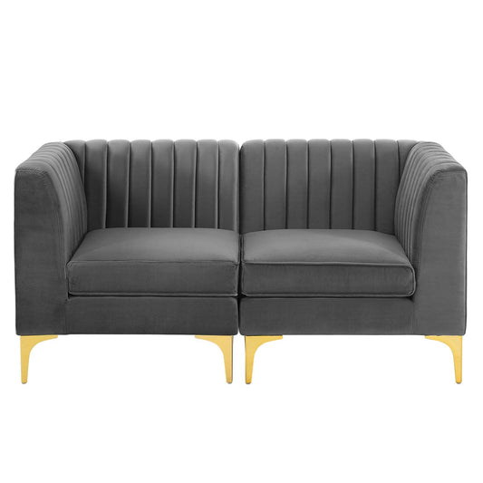 Modway Furniture Triumph Channel Tufted Performance Velvet Loveseat - Retro Modern Glam, Stain-Resistant, Luxurious Comfort