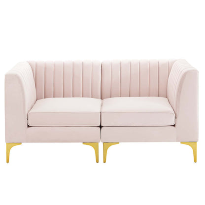 Modway Furniture Triumph Channel Tufted Performance Velvet Loveseat - Retro Modern Glam, Stain-Resistant, Luxurious Comfort