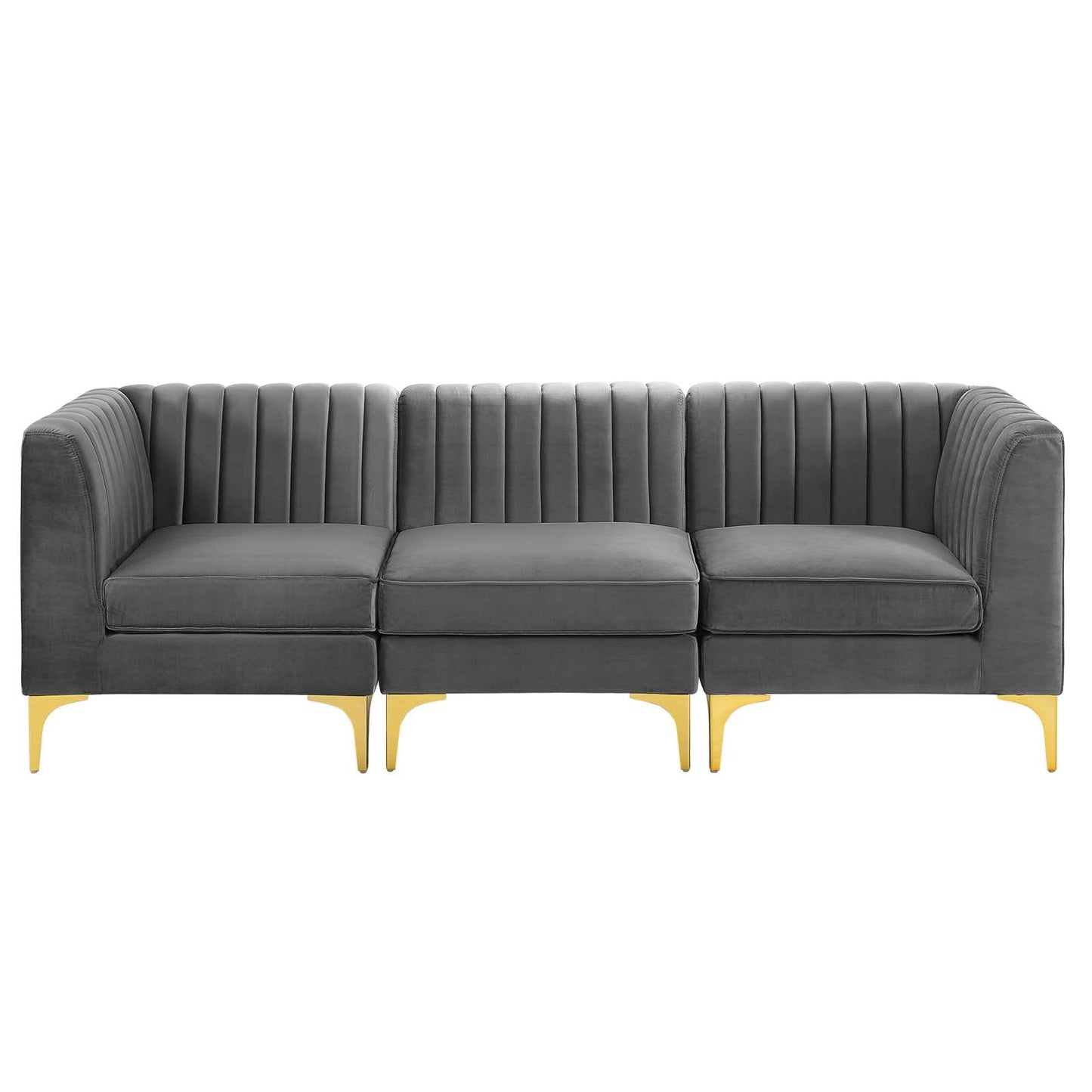 Modway Furniture Triumph Channel Tufted Performance Velvet Sofa - Luxe Glam Deco Design for Modern Living Spaces
