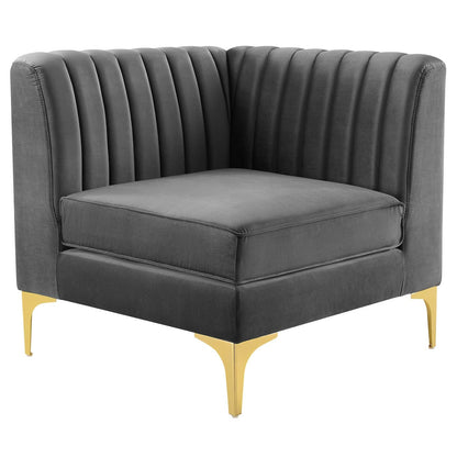 Modway Furniture Triumph Channel Tufted Performance Velvet Sofa - Luxe Glam Deco Design for Modern Living Spaces