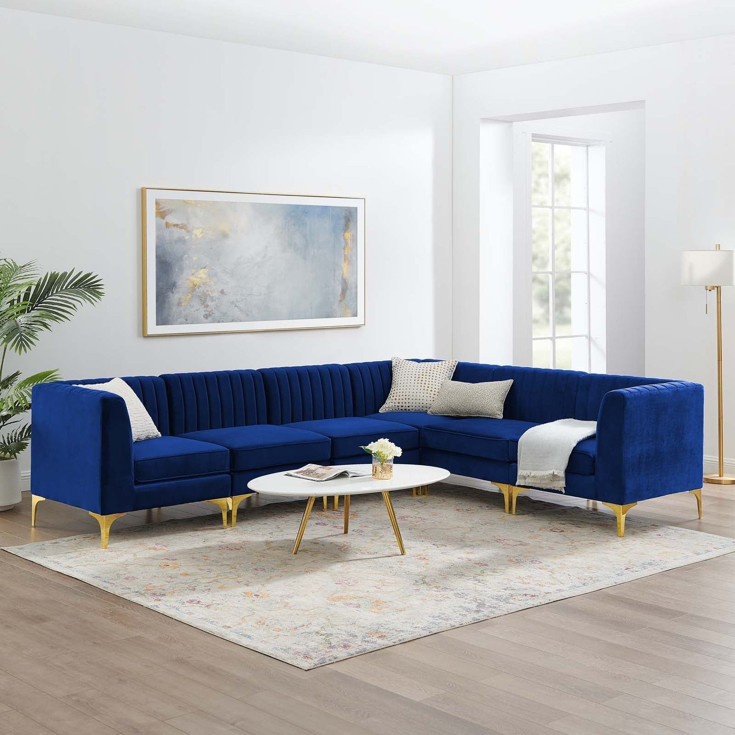 Modway Furniture Triumph Channel Tufted Performance Velvet Sectional Sofa - Luxurious Design & Comfort for Any Space