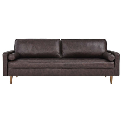 Modway Furniture Valour 88" Leather Sofa - Mid-Century Modern Design with Comfortable Tufted Style and Easy Assembly